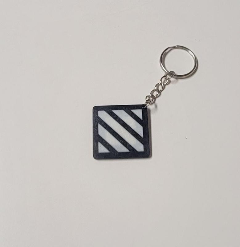 Double Sided Striped Box Keychain