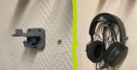 Headphone hook, with cable holder and usb dongle slot