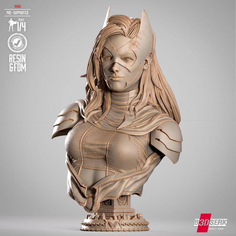 B3DSERK HUNTRESS PORTRAIT BUST READY FOR PRINTING