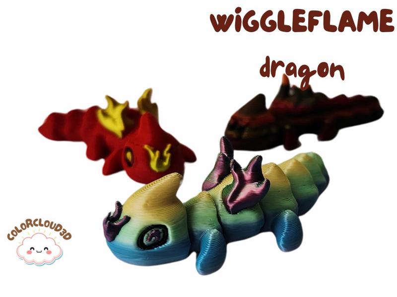 Wiggle Flame Dragon Flexi - Print-in-place