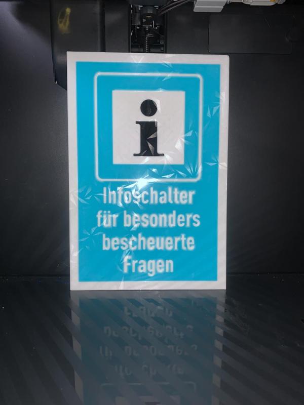 Lustiges Schild Infoschalter