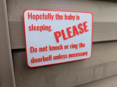 Baby Sleeping, Don't Knock Sign   