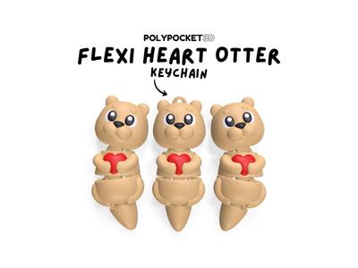 Cute Flexi Heart Otter Keychain - No Supports