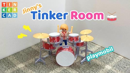 Miniature Drum set for Playmobil with Tinkercad