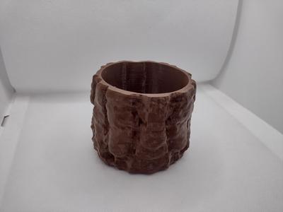 Voxel Log Planter Pot Wood Texture Planter