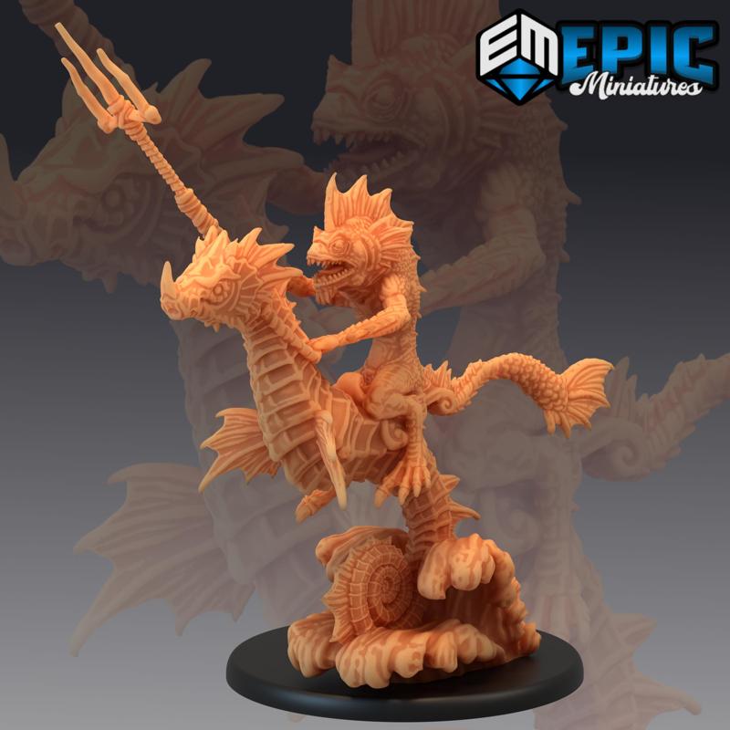 Fish-Folk Rider Trident Warrior / Men-Fish / Sahuagin / Seahorse Mount