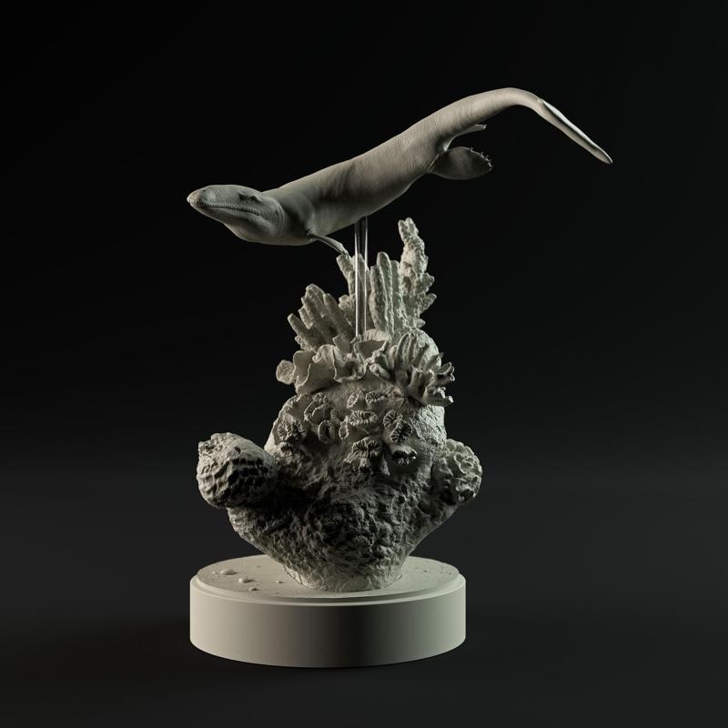 Dakosaurus turning 1-35 scale pre-supported prehistoric marine reptile