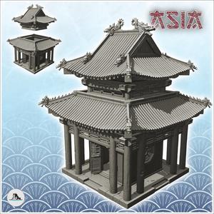 Asian altar with double roof and columns (31) - Asia Terrain Clash of Katanas Tabletop RPG terrain China Korea