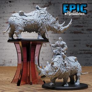 Woolly Rhino Mount Set ‧ DnD Miniature ‧ Tabletop Miniatures ‧ Gaming Monster ‧ 3D Model ‧ RPG ‧ DnDminis ‧ STL FILE