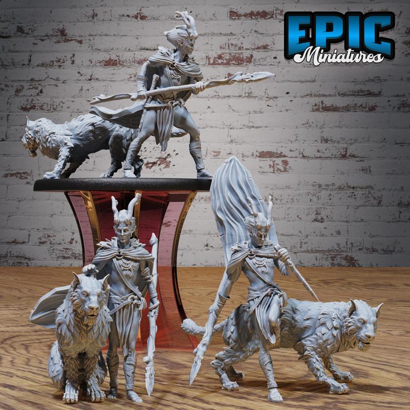 Elf Beast Tamer Set ‧ DnD Miniature ‧ Tabletop Miniatures ‧ Gaming Monster ‧ 3D Model ‧ RPG ‧ DnDminis ‧ STL FILE