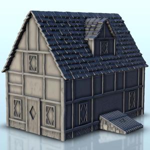 Medieval house with cellar exterior entrance 4 - Medieval Dark Age scenery terrain wargame