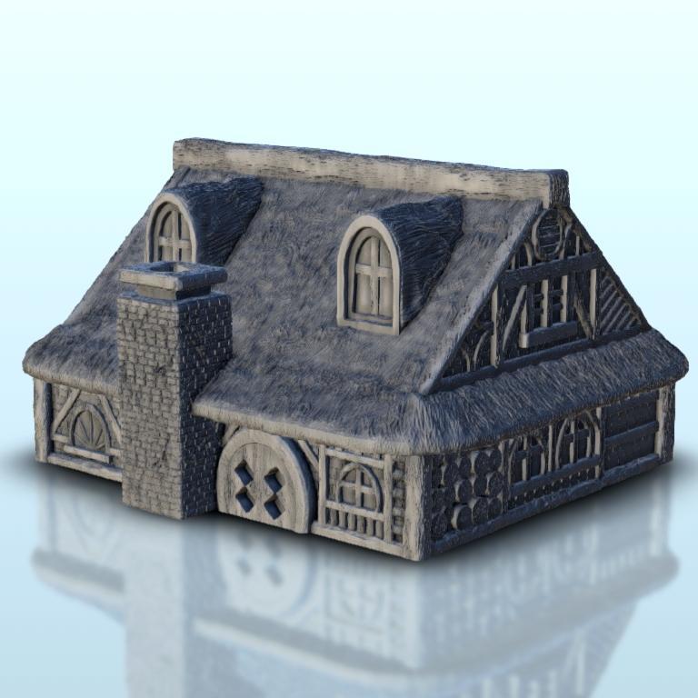 Medieval house with thatch roof 3 - Hobbit medieval scenery terrain wargame