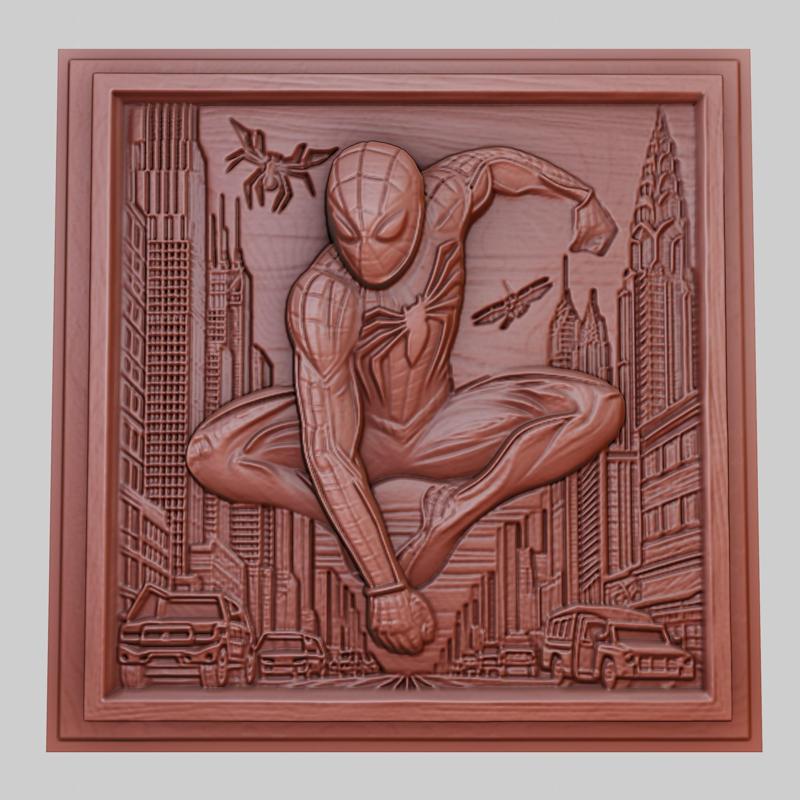 Spider-Man 3d printer relief medallion obj stl