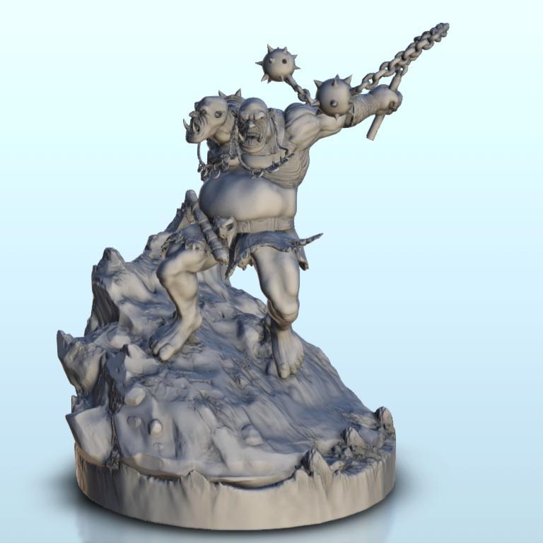 Orc creature with two heads 3 - Ork Green Horde Fantasy Beast Chaos Demon Ogre