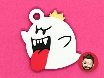 Mario King Boo keychain