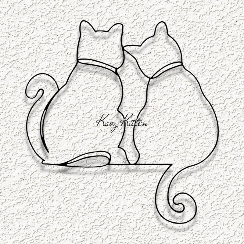 line kitty cats WALL ART HOME DECOR