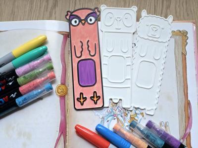 Owl Panda Lama Bookmark Coloring Craft