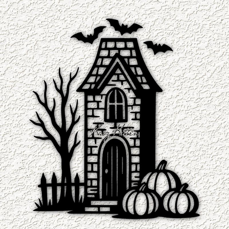 haunted house bats wall art home decor