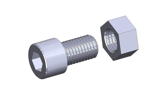 M20 x 30mm bolt DIN 912 VG + M20 nut DIN934 Nut Screw
