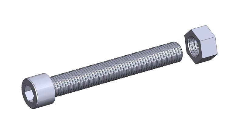 M20 x 130mm bolt DIN 912 VG + M20 nut DIN934 Nut Screw