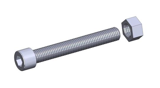 M20 x 130mm bolt DIN 912 VG + M20 nut DIN934 Nut Screw