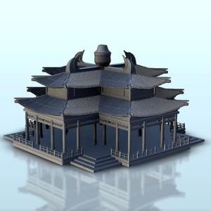 Large Asian belvedere with two-story roof 4 - Asia Terrain Clash of Katanas Tabletop RPG terrain China Korea