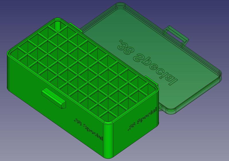 .38 Special, Head Up, Snug Snap Latch Modular Ammo Box