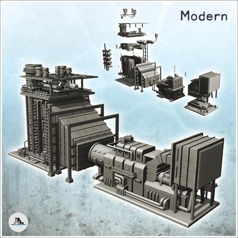 Large modern industrial metallurgical furnace with tanks and drain pipes (20) - Modern WW2 WW1 World War Diaroma Wargaming RPG Mini Hobby