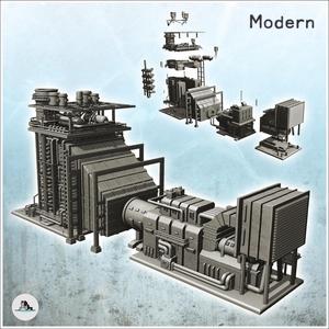 Large modern industrial metallurgical furnace with tanks and drain pipes (20) - Modern WW2 WW1 World War Diaroma Wargaming RPG Mini Hobby