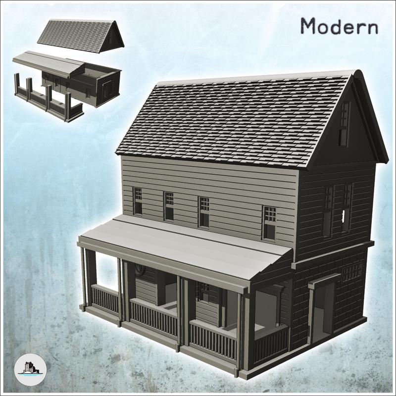 Modern panelled house with large awning and tile roof (7) - Cold Era Modern Warfare Conflict World War 3