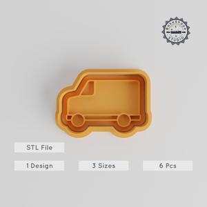 Van Shape Cutter & Stamp Set, 6 Piece Bundle, Perfect for Cookies & Fondant, Sizes S/M/L, Transport Vehicle Design PRODUCT_3289