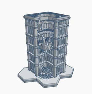 Gothic Ruined Building 36 with Hex Base GRHB036
