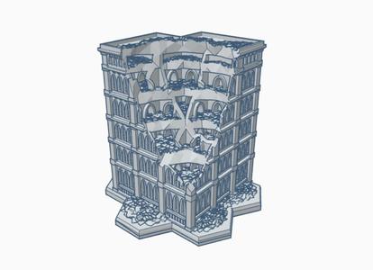 Gothic Ruined Building with Hex Base 72 GRHB072