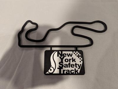 New York Safety Track Track Map with Nameplate Wall Art