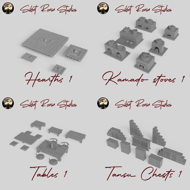 Japanese Interior Combi Pack #1 (hearth, chests, stoves, tables)