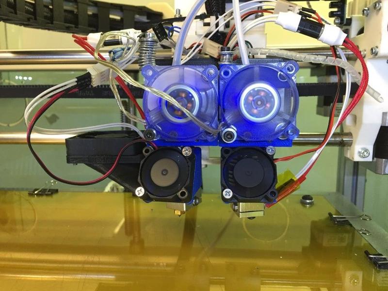 Adjustable height E3D V6 nozzle seat for dual nozzle 3D printers