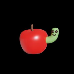Apple with a worm coming out of it