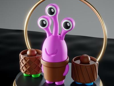 Flower Pot with Monster Multipart Toy V4