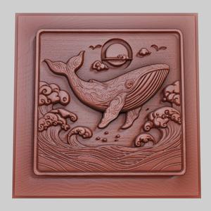 The whale swims in the ocean 3d printer model animal model obj stl