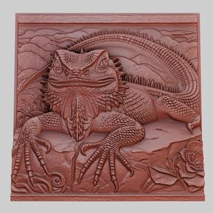 The lizard warms itself on the rock 3d printer model animal model obj stl