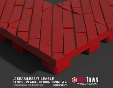 3D Modular Dungeon Tile: Floor - Plank - Herringbone 4.4 (WORN/DEEP) - DnD Town Minis (www.dnd.town)