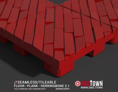 3D Modular Dungeon Tile: Floor - Plank - Herringbone 2.1 (WORN/DEEP) - DnD Town Minis (www.dnd.town)