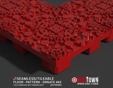 3D Modular Dungeon Tile: Floor - Pattern - Ornate 463 (OUTWARDS) - DnD Town Minis (www.dnd.town)