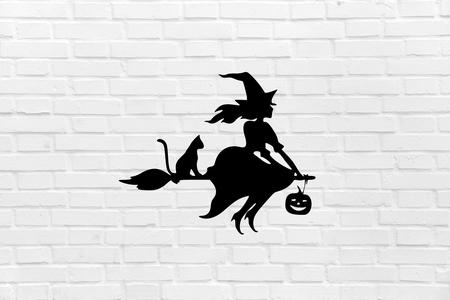 Halloween witch broom wall decoration