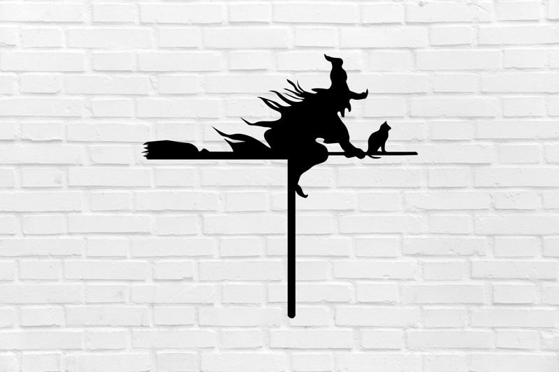 HALLOWEEN WALL DECORATION social cat door broom