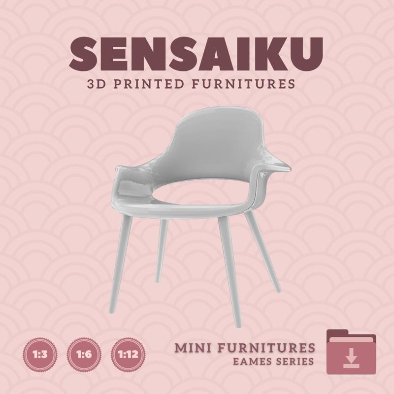 Miniature Replica Eames Organic Chair for Miniature Dollhouse - Vitra - 3D Print Instant Download