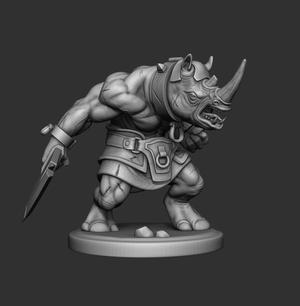 Miniature rinho warrior STL