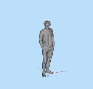 Miniature figure male with long hair in pocket