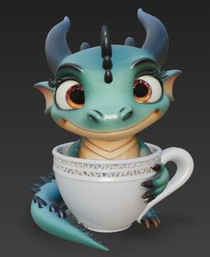 Dragón bebé en taza