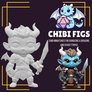 Chibi Male Tiefling Swordsman Miniature